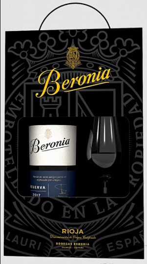 Вино Beronia Reserva Rioja DOC 201 gift box 750 мл  glass